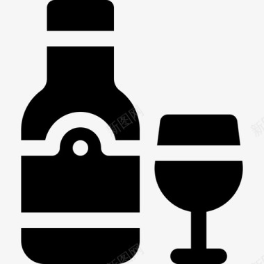 葡萄酒夏季食品和饮料5装满图标图标