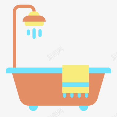 淋浴美容和spa11公寓图标图标