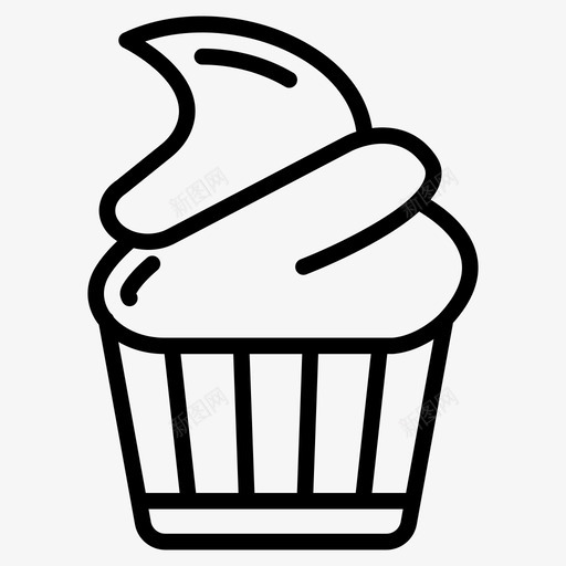 纸杯蛋糕美味甜点图标svg_新图网 https://ixintu.com 松饼 甜点 纸杯蛋糕 美味 美食设置线字形 馅饼