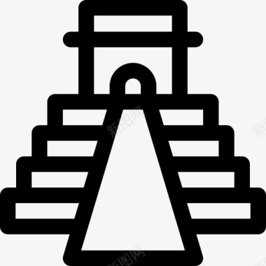 玛雅金字塔地标性纪念碑直线型图标图标
