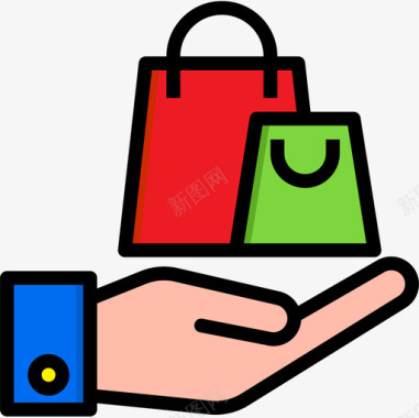 购物袋电子商务112线性颜色图标图标