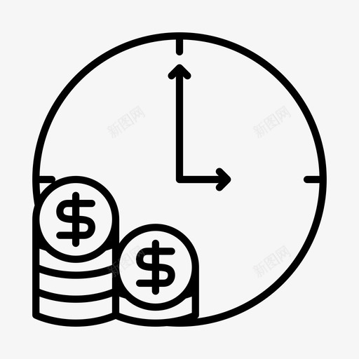 时间硬币美元图标svg_新图网 https://ixintu.com 商业 时间 硬币 美元 货币 金融