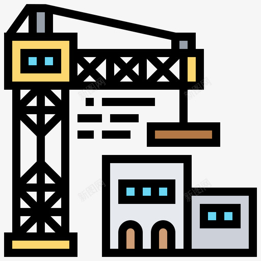 吊车施工工3线颜色图标svg_新图网 https://ixintu.com 吊车 施工 颜色