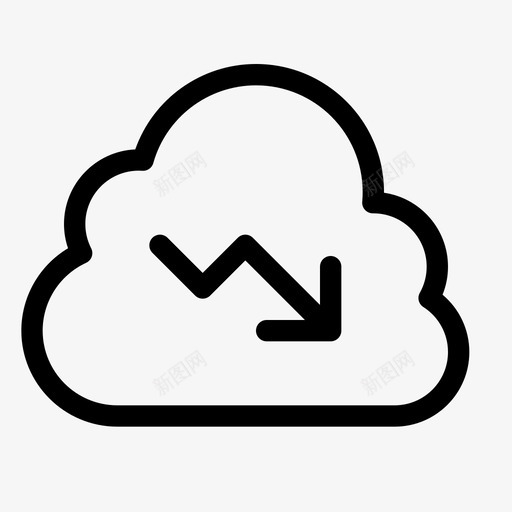 云趋势向下负图标svg_新图网 https://ixintu.com 云数据存储 云趋势 向下 在线 负