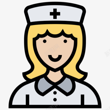 护士职业女性4线性颜色图标图标