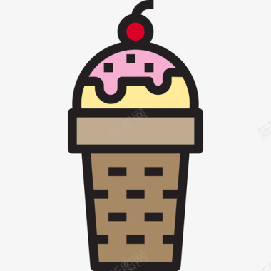 冰淇淋91号餐厅线性颜色图标图标