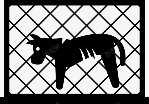 被虐待的狗动物笼子图标图标