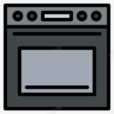烤箱家用电器21线性颜色图标图标