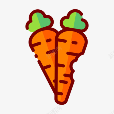 胡萝卜农耕70线性颜色图标图标