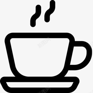 咖啡杯早上常规25直线型图标图标