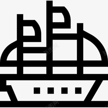 帆船车辆和运输2直线图标图标