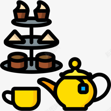茶时间英国4线性颜色图标图标