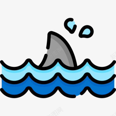 鲨鱼暑假35线性颜色图标图标