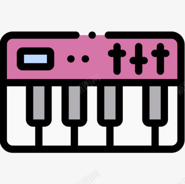 键盘摇滚乐29线性颜色图标图标
