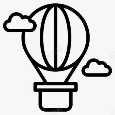 热气球冒险飞机图标图标