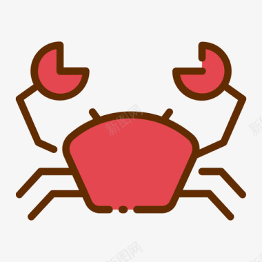 螃蟹夏季102线形颜色图标图标