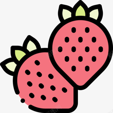 草莓夏季食品和饮料2线性颜色图标图标