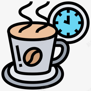 咖啡休息时间商务必备10线性颜色图标图标