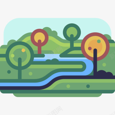 河流景观62线性颜色图标图标