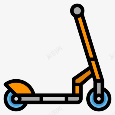 踏板车复古17线性颜色图标图标