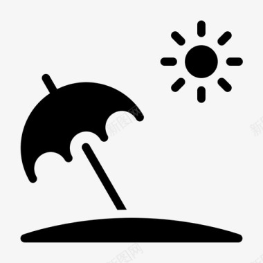 雨伞海滩度假图标图标