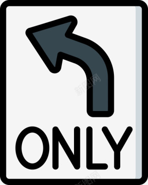 左转美国路标1线形颜色图标图标