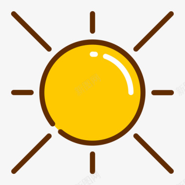 太阳夏季102线性颜色图标图标