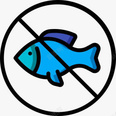没有鱼素食主义者15线性颜色图标图标
