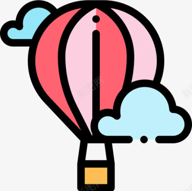 热气球航空33线颜色图标图标