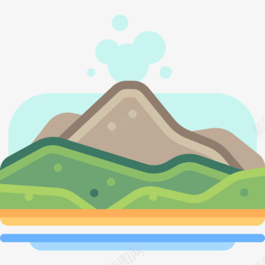 火山景观62线性颜色图标图标