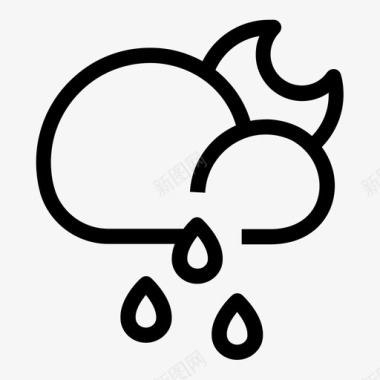 下雨晚上天气图标图标