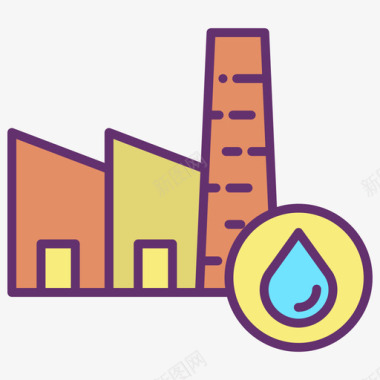 工厂水11线性颜色图标图标