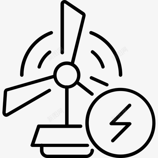 风力发电电力能源图标svg_新图网 https://ixintu.com 发电 涡轮机 电力 电能 能源 风力