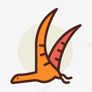 翼龙恐龙9线形颜色图标图标