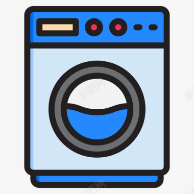 洗衣机电子9线性颜色图标图标