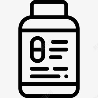 药丸瓶营养7线性图标图标
