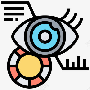 眼睛扫描人工智能60线性颜色图标图标