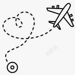 出发点航空旅行飞机航线飞行图标高清图片