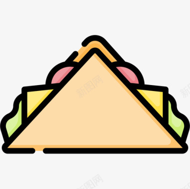 三明治野餐56线性颜色图标图标