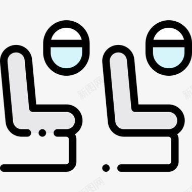 航空座椅33线性颜色图标图标