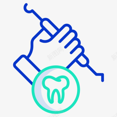 牙科探针牙科39轮廓颜色图标图标
