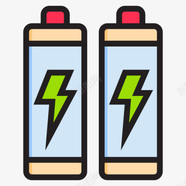 电池电子9线性颜色图标图标
