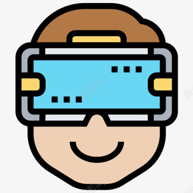 Ar眼镜虚拟现实77线性颜色图标图标