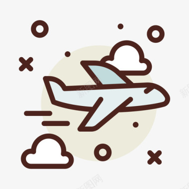飞机123机场线性颜色图标图标