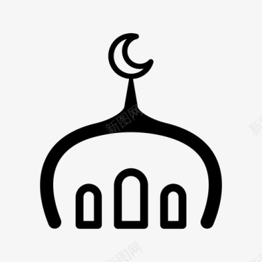 清真寺圆顶伊斯兰教斋月图标图标