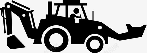 反铲施工车辆图标svg_新图网 https://ixintu.com 反铲 工人 工程 施工 车辆 道路