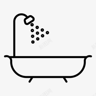 浴缸淋浴器水管工图标图标