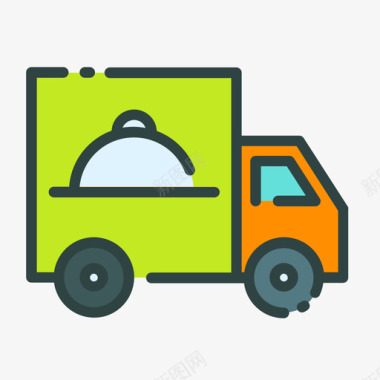 食品车快餐85线性颜色图标图标