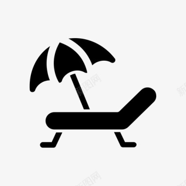雨伞休息室海滩雕文图标图标
