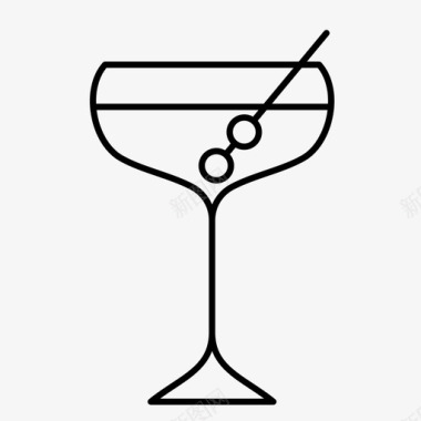 马提尼杯酒鸡尾酒杯图标图标